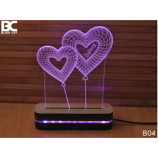 3D Lampa Two Hearts B04